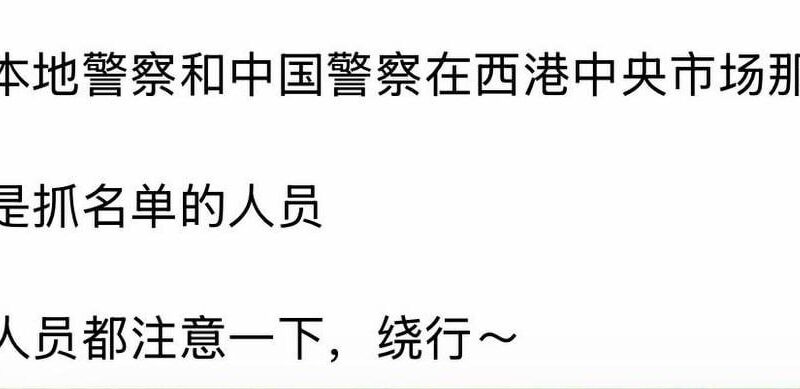 #网友反馈：现在本地警察和中国警察正在西港中央市场一带查人