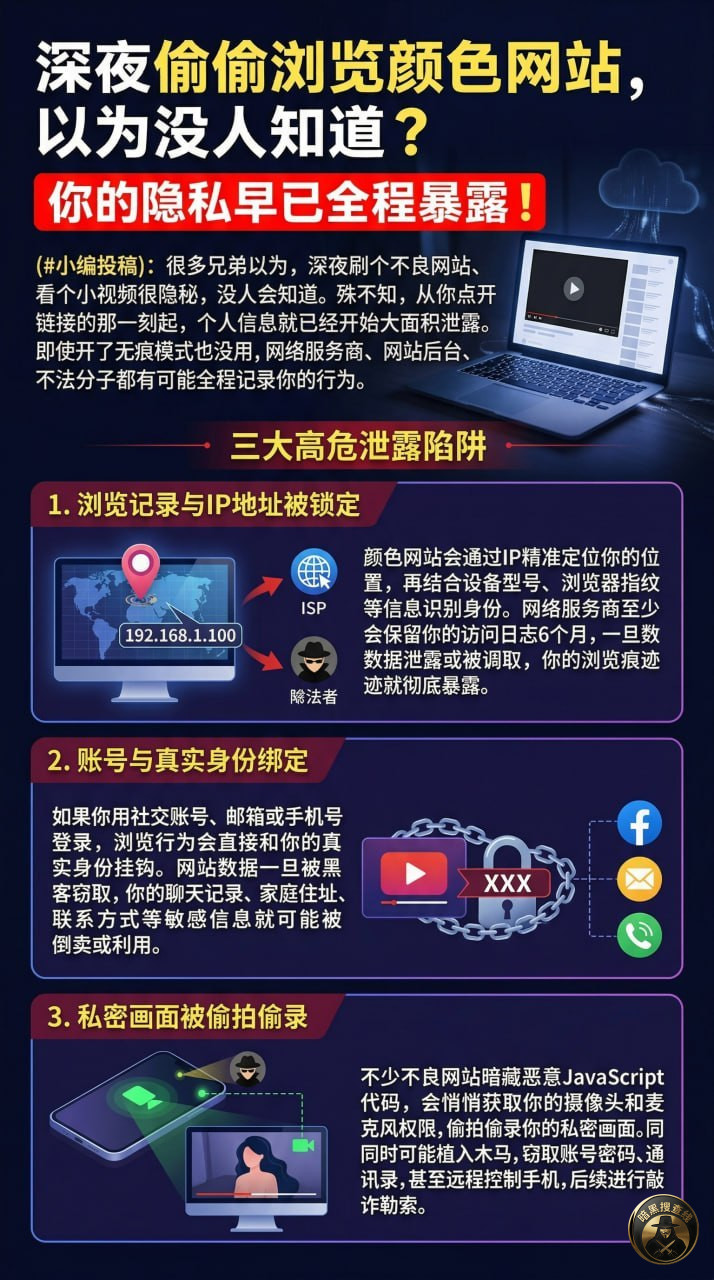 #深夜偷偷浏览颜色网站，以为没人知道？你的隐私早已全程暴露！