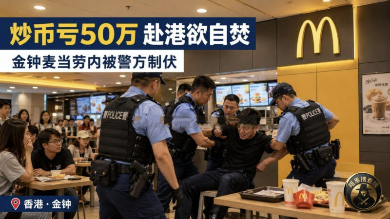 #国内资讯 炒币亏了50万，男子赴港欲自焚，在金钟麦当劳内被