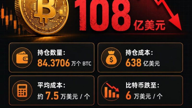 #加密货币 微策略的比特币投资仓位创下历史最大浮亏记录，当前