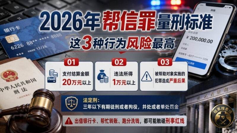 #网友分享：2026年帮信罪量刑红线明确 这三种行为可能面临