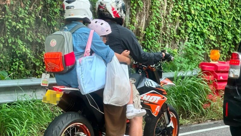 Online photo of overloaded motorcycle carrying child and 2 riders leads to arrest