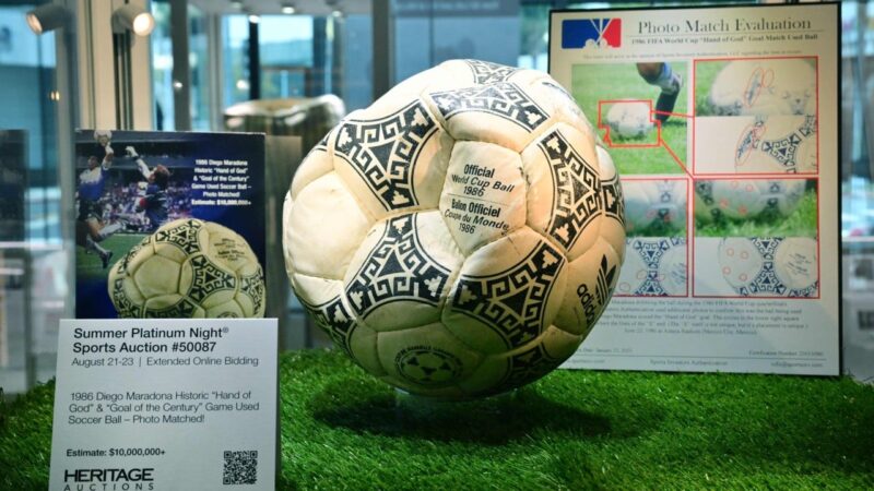 Diego Maradona’s ‘Hand of God’ football sells for US.35 million at US auction