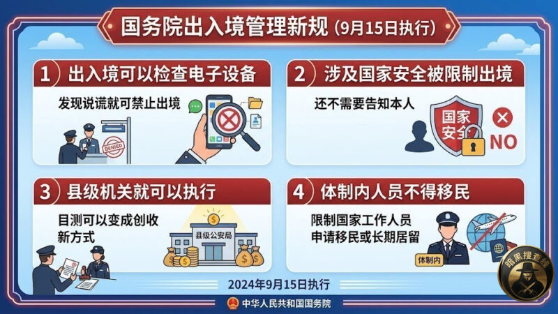 国务院最新出入境管理新规今日发布，将于9月15日正式施行，亮