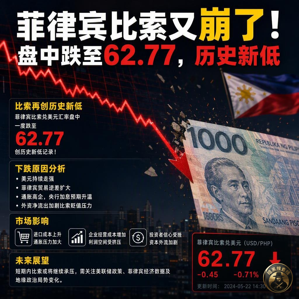 #菲律宾比索又崩了 盘中跌至62.77,历史新低
9月 #菲律宾比索又崩了 盘中跌至62.77,历史新低
9月