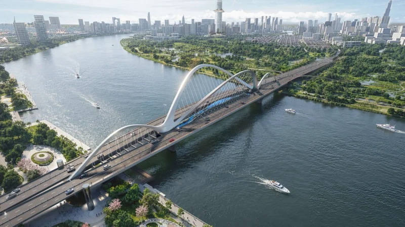 Ho Chi Minh City unveils 3M wave-shaped bridge across Saigon River